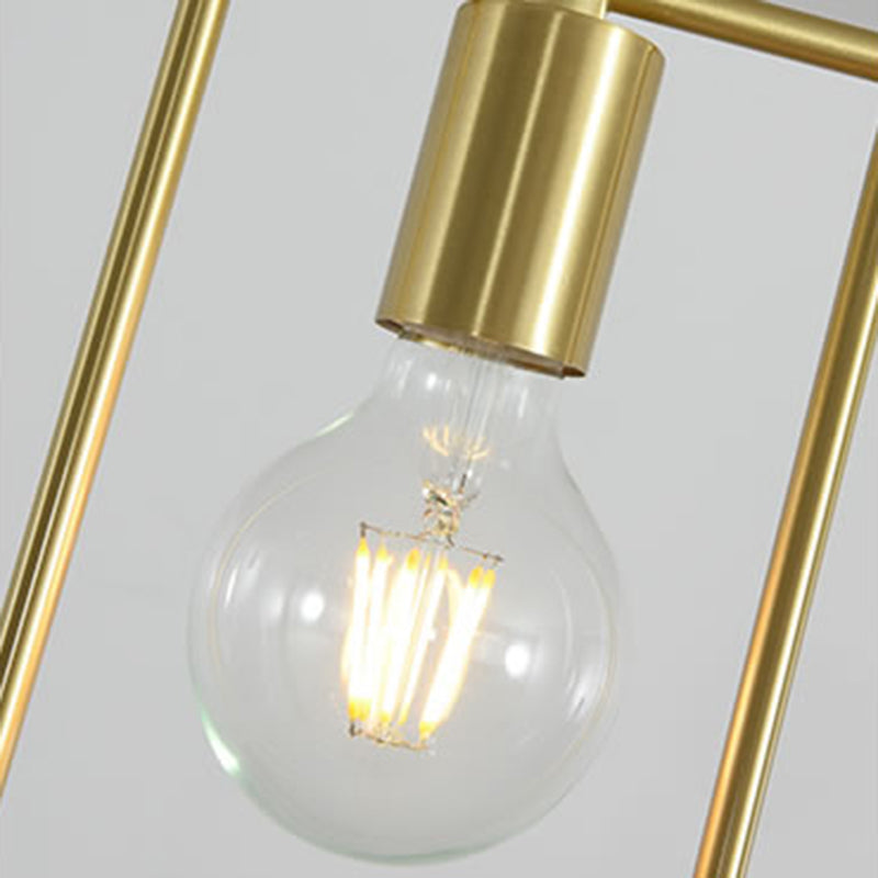 Loft Style Geometric Suspension Pendant 1-Bulb Metal Hanging Light in Gold for Dining Room