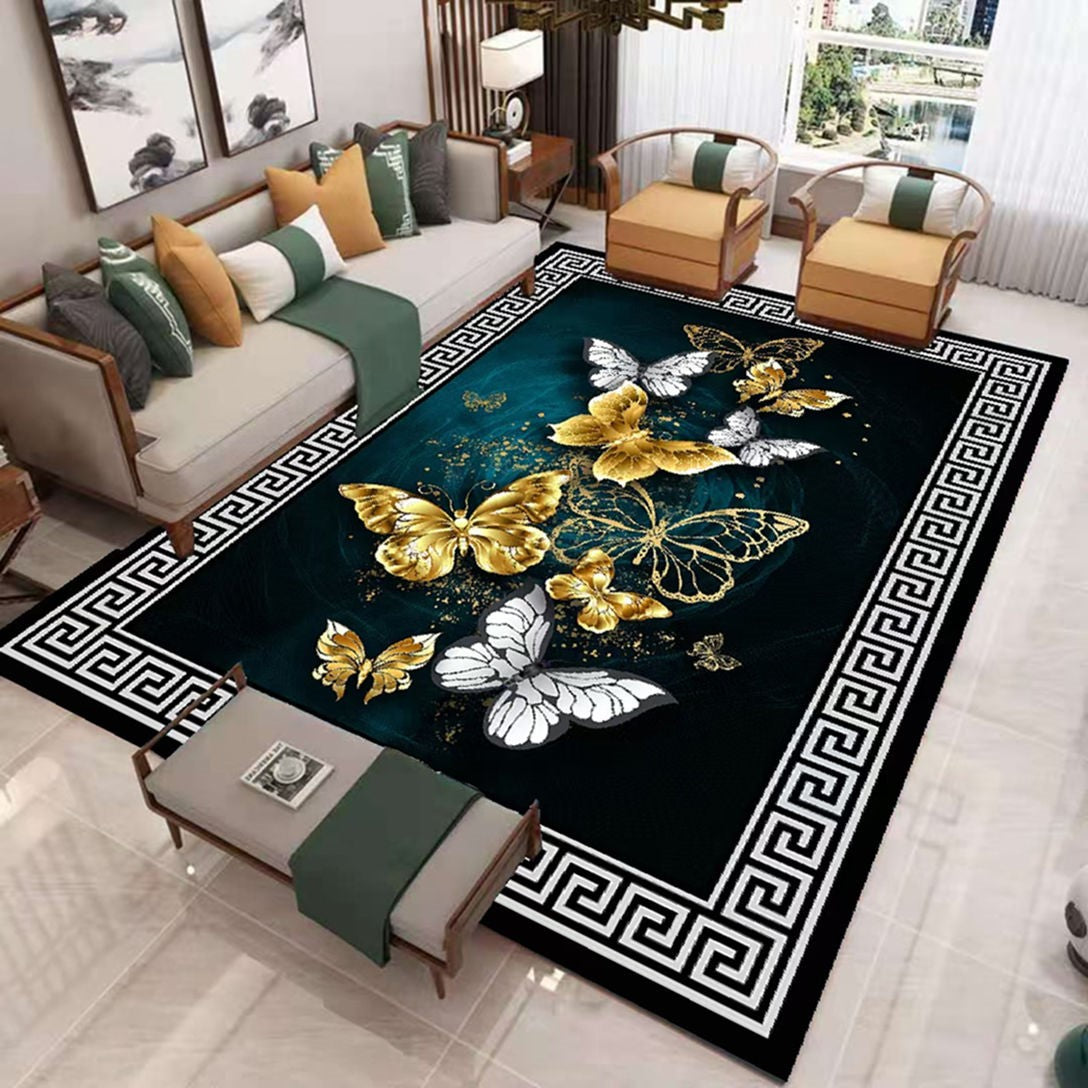 Dark Color Chinese Area Carpet Polyester Animals Printing Indoor Rug Easy Care Carpet for Living Room