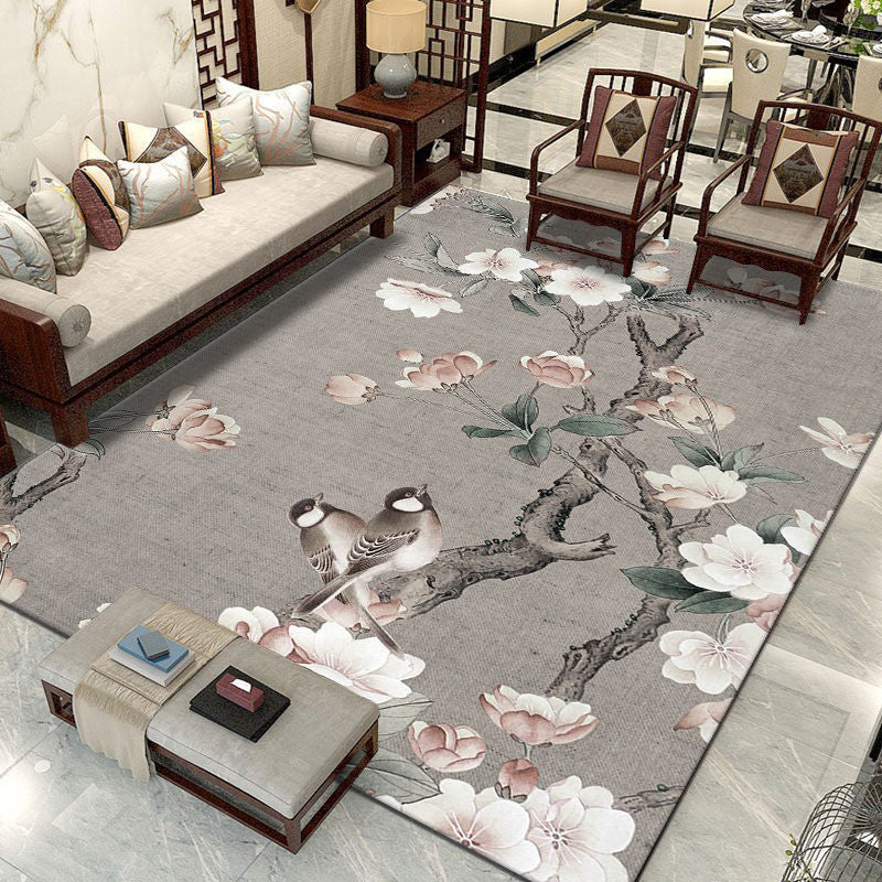 Color Mixed Vintage Indoor Rug Polyester Ink Effect Carpet Easy Care Rug for Home Decoration