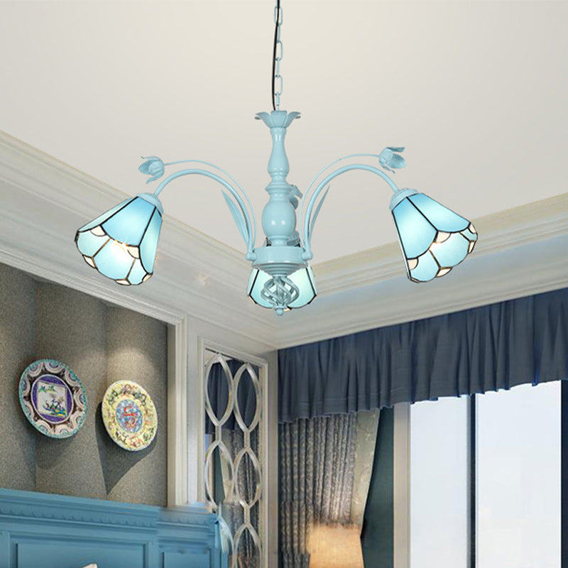 Pendant Conical Chandelier Lumière 3/6/8 LUMIÈRES TOLÉS VOIE BAROQUE MOTE DE LAMPE PROSIBLE EN BLEU / BLEU DARK POUR LE SOIR