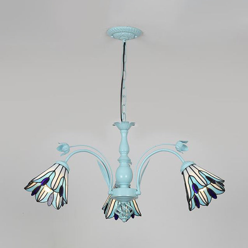 Pendant Conical Chandelier Lumière 3/6/8 LUMIÈRES TOLÉS VOIE BAROQUE MOTE DE LAMPE PROSIBLE EN BLEU / BLEU DARK POUR LE SOIR