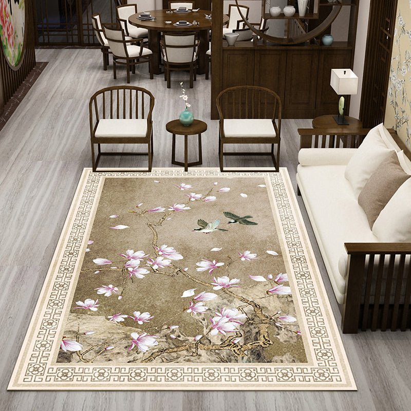 Nostalgia Ink Pattern Rug Color Mixed Polyester Carpet Stain Resistant Indoor Rug for Home Decor
