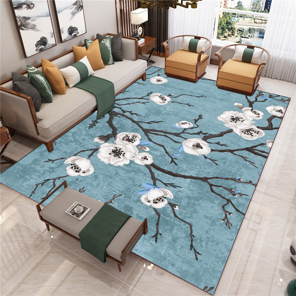 Multicolor Distressed Area Carpet Polyester Branches Print Indoor Rug Non-Slip Backing Carpet for Living Room