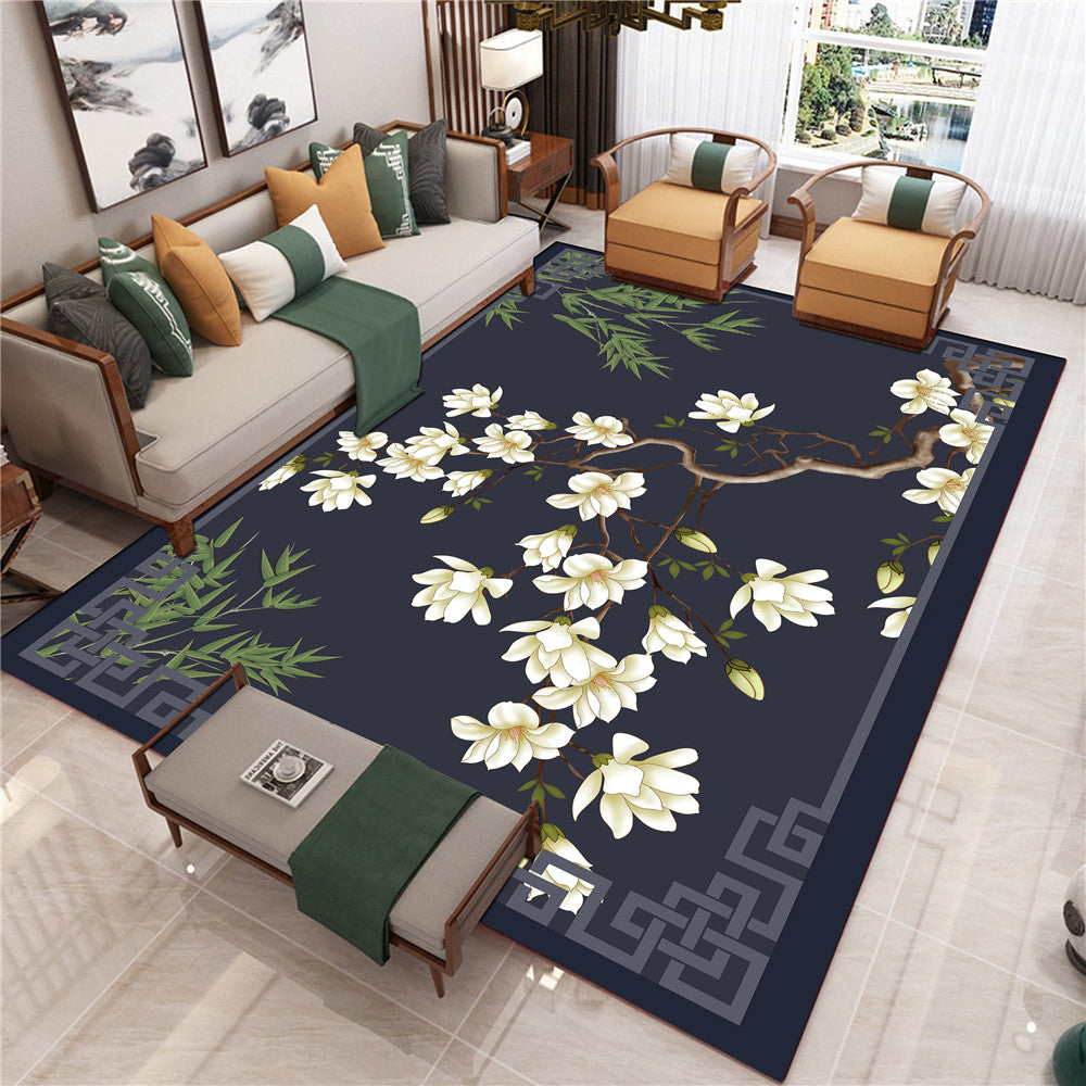 Multicolor Distressed Area Carpet Polyester Branches Print Indoor Rug Non-Slip Backing Carpet for Living Room