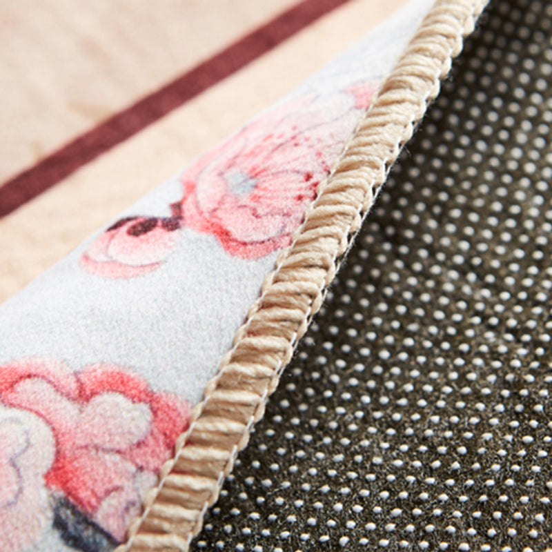 Elegant Light Color Nostalgia Carpet Polyester Branch Print Indoor Rug Stain Resistant Rug for Home Decor