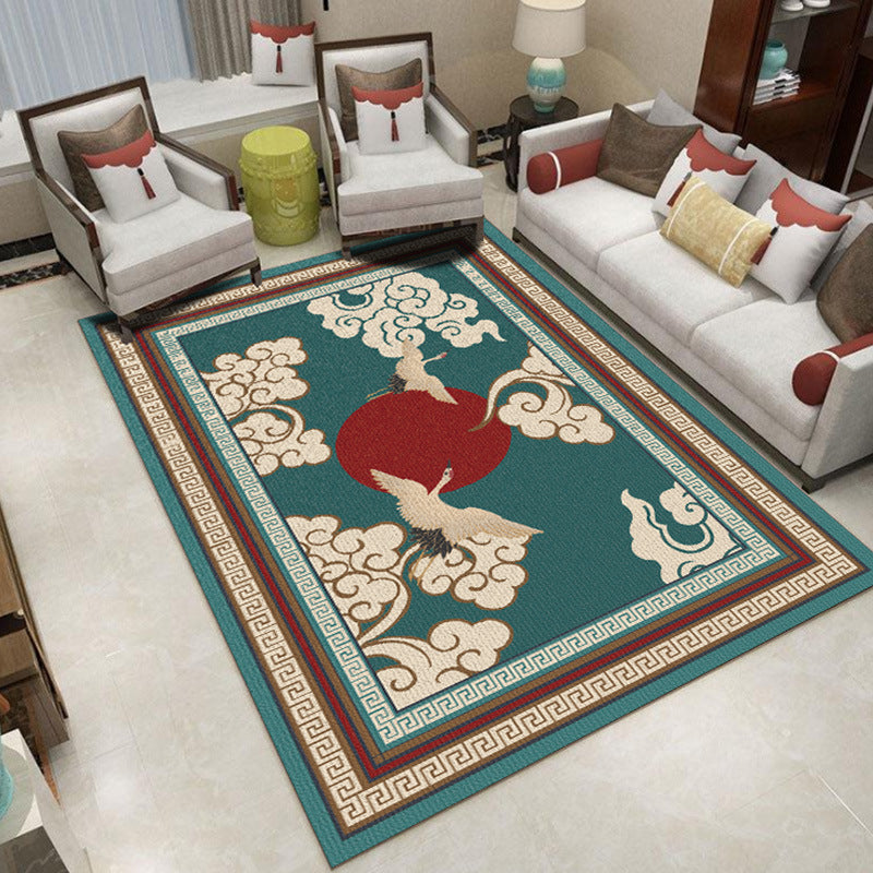 Multicolor Shabby Chic Indoor Rug Polyester Branch Print Rug Non-Slip Backing Indoor Rug for Living Room