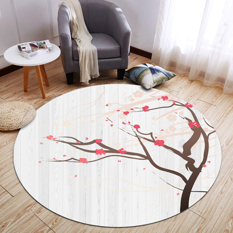 Round Light Color Distressed Area Carpet Polyester Ink Print Indoor Rug Anti-Slip Backing Carpet for Living Room