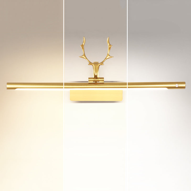 Modern Minimalist Style Cylinder Wall Mounted Light Fixture Copper Flush Mount Wall Sconce with Antlers for Bathroom