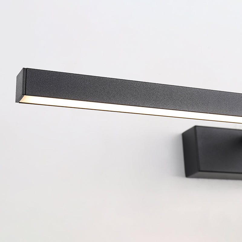 Moderne zwarte lineaire wandbevestiging verlichtingsbeveiliging metalen 1-licht wandlamp voor badkamer