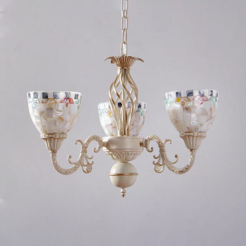 Shell Dome Chandelier Pendant Light Mediterranean 5/9/11 Lights White Plafond Suspension Lampe