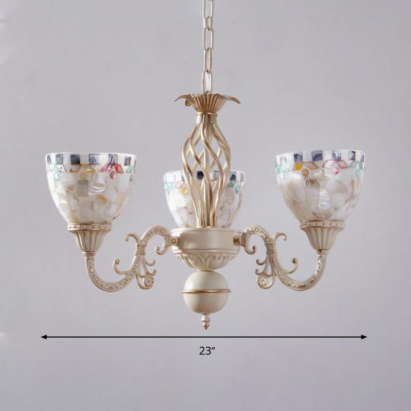 Shell Dome Chandelier Pendant Light Mediterranean 5/9/11 Lights White Plafond Suspension Lampe