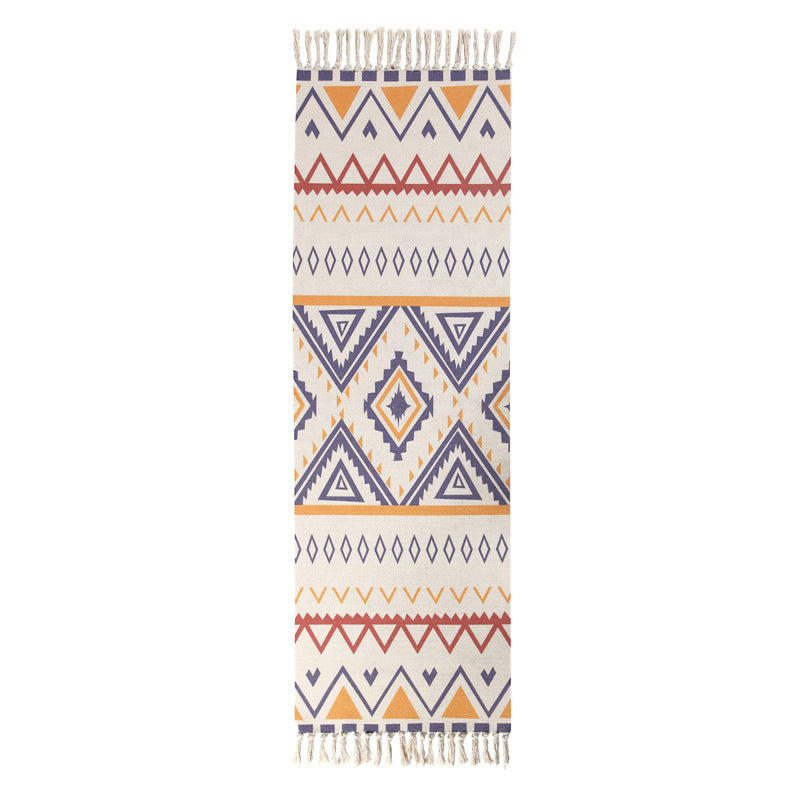 Witte toon Boheems vloerkleed katoenen bladeren Print Rug Fringe binnen Tapijt voor woningdecoratie