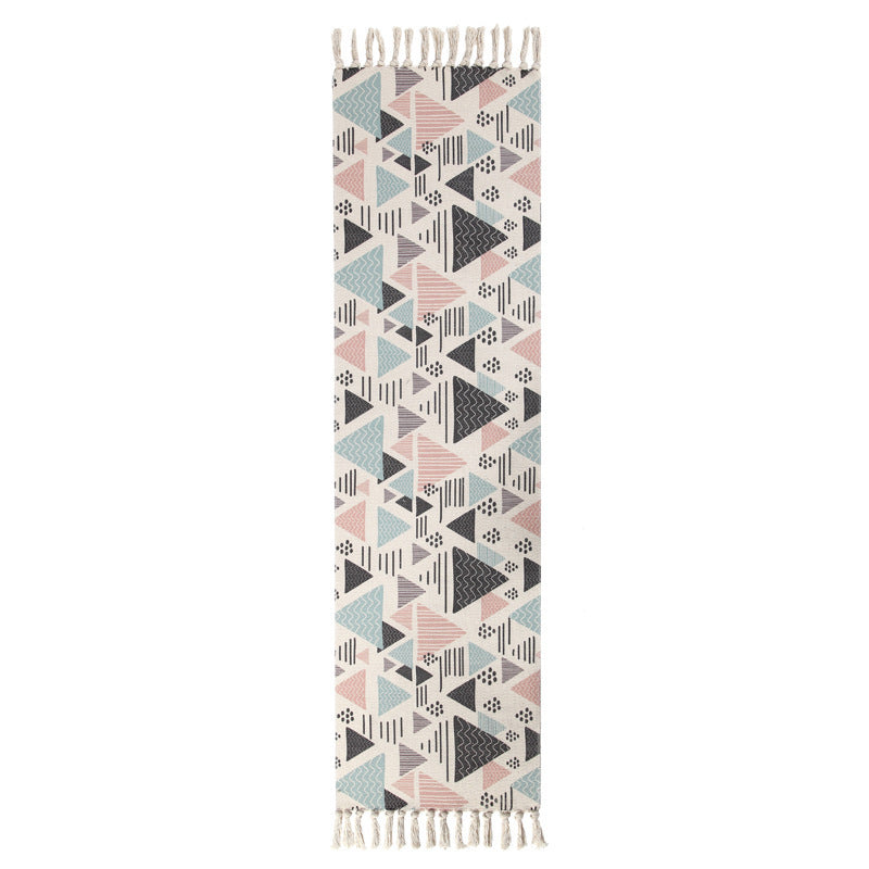 Tone blanc Bohemian Area Tapon de coton feuilles de coton tapis à frange tapis intérieur pour décoration domestique