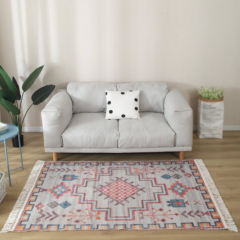 Multicolor Southwestern Print Rug Cotton Boho Fringe Indoor Toe voor woonkamer