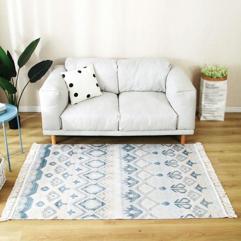 Bohemian Herringbone Pattern Rug Multicolor Cotton Carpet Stain Resistant Indoor Rug for Home Decor