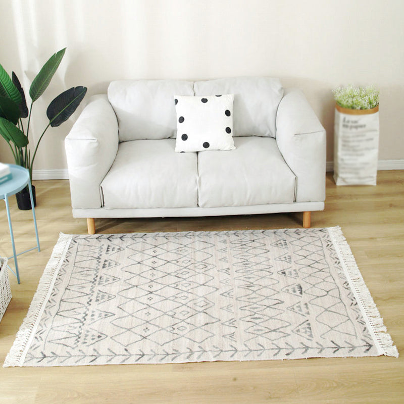 Bohemian Herringbone Pattern Rug Multicolor Cotton Carpet Stain Resistant Indoor Rug for Home Decor