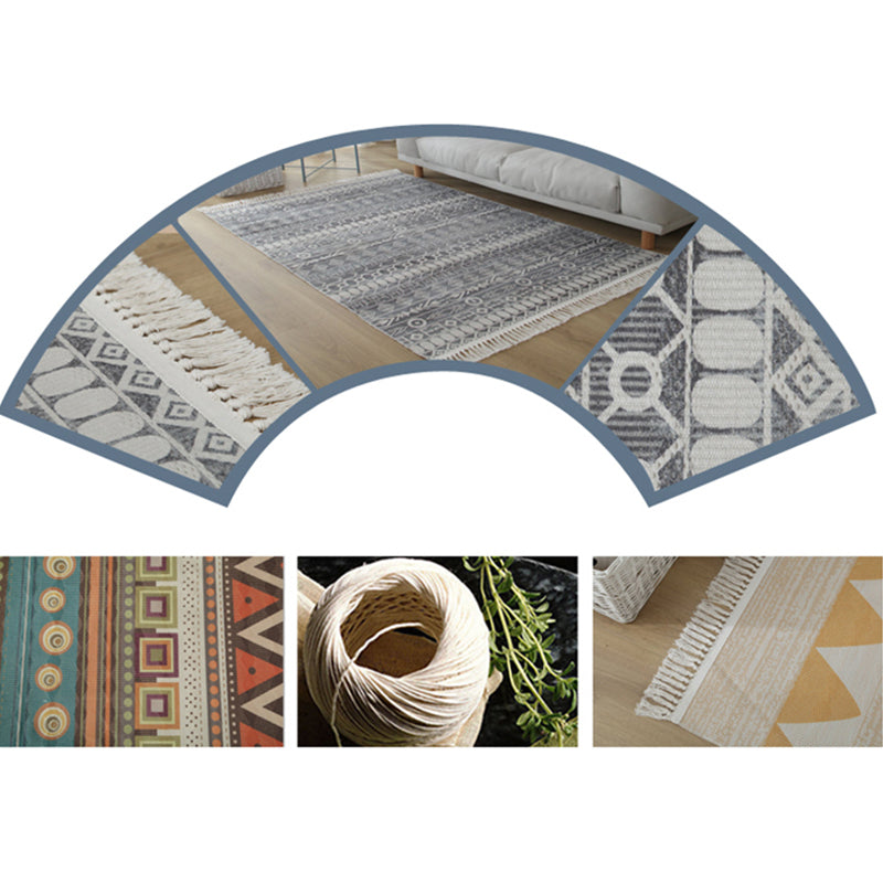 Bohemian Herringbone Pattern Rug Multicolor Cotton Carpet Stain Resistant Indoor Rug for Home Decor