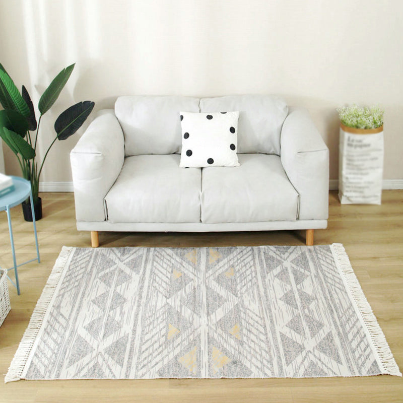 Bohemian Herringbone Pattern Rug Multicolor Cotton Carpet Stain Resistant Indoor Rug for Home Decor