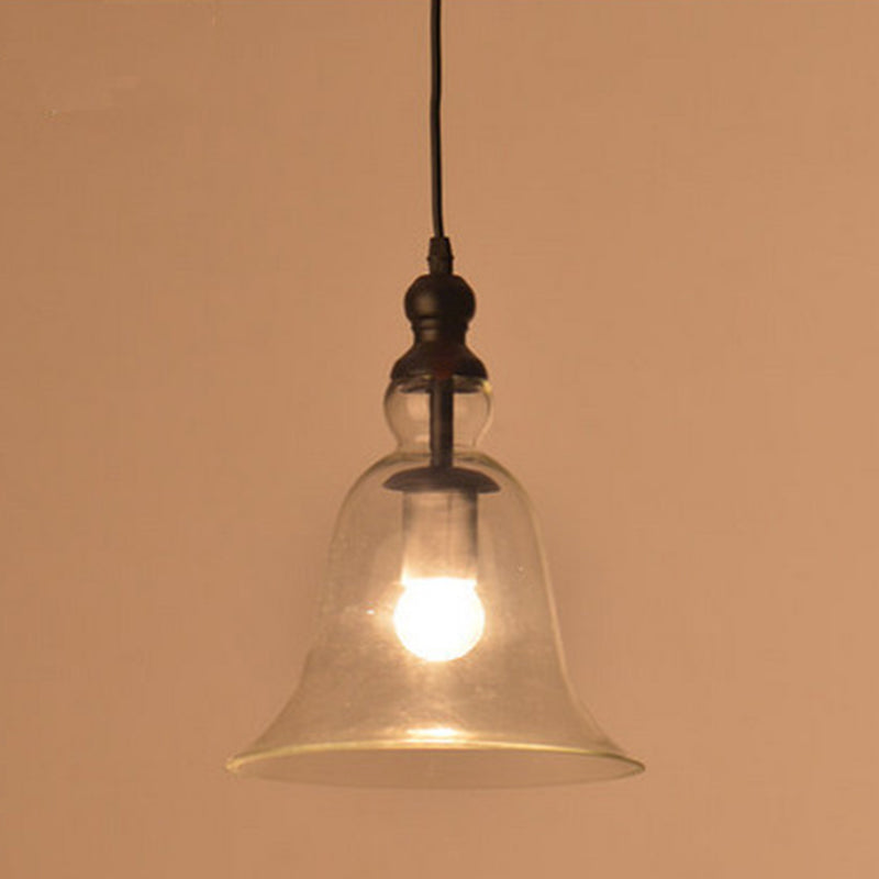 Luz de colgante de barra negra en el estilo industrial vintage de hierro forjado cúpula colgante con sombra de vidrio