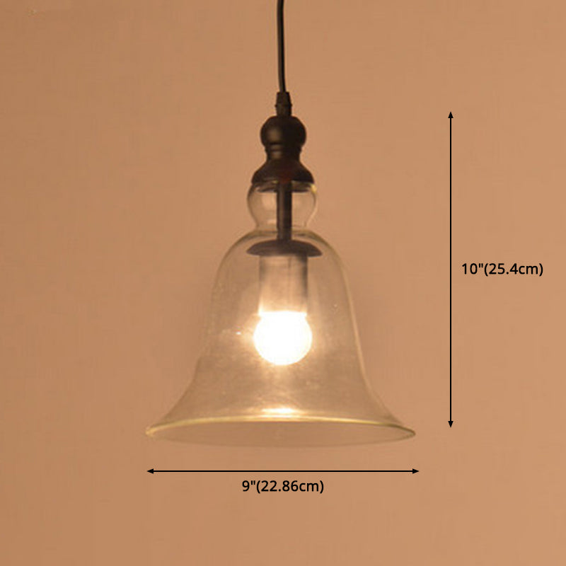 Luz de colgante de barra negra en el estilo industrial vintage de hierro forjado cúpula colgante con sombra de vidrio