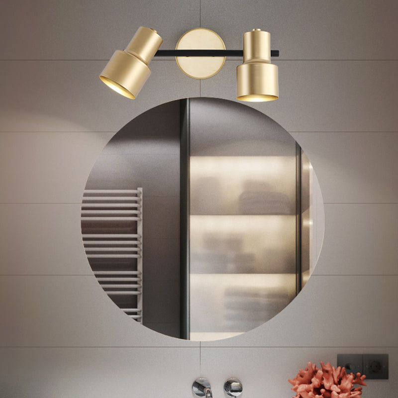 Luz de pared LED de oro en el estilo moderno conciso de hierro forjado aplastador de pared rotatable para el baño