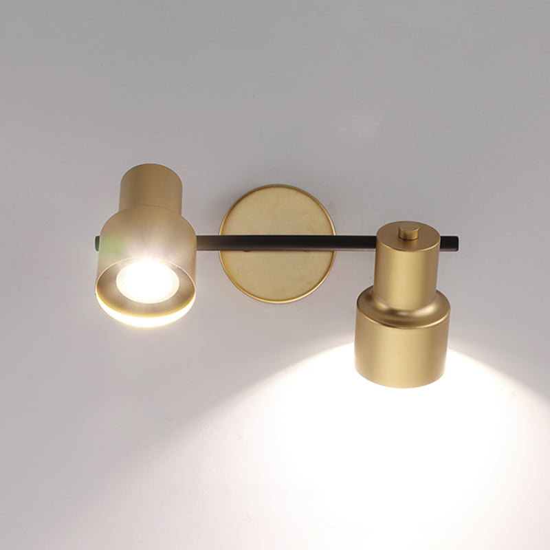 Luz de pared LED de oro en el estilo moderno conciso de hierro forjado aplastador de pared rotatable para el baño