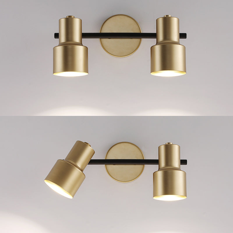 Luz de pared LED de oro en el estilo moderno conciso de hierro forjado aplastador de pared rotatable para el baño