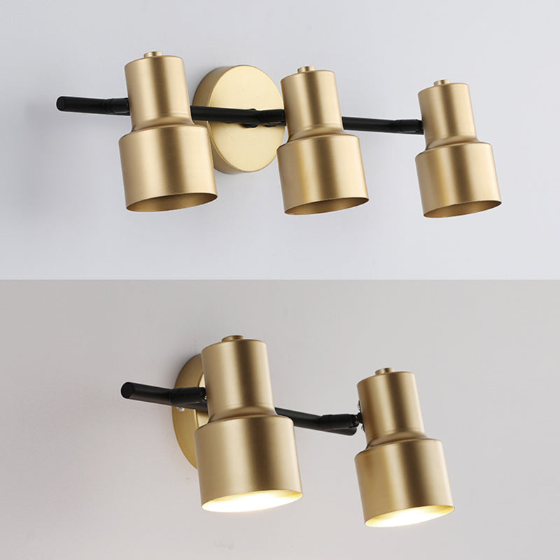 Luz de pared LED de oro en el estilo moderno conciso de hierro forjado aplastador de pared rotatable para el baño