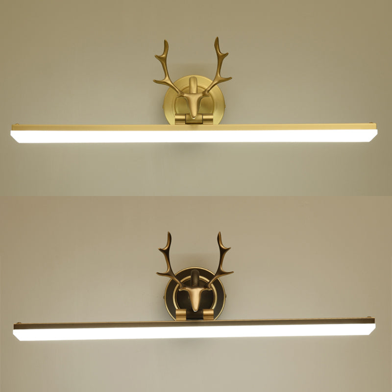 Copper LED Linear Wall Sconce in Modern Luxury Style Acrylic Wall Light with Antler Decoration