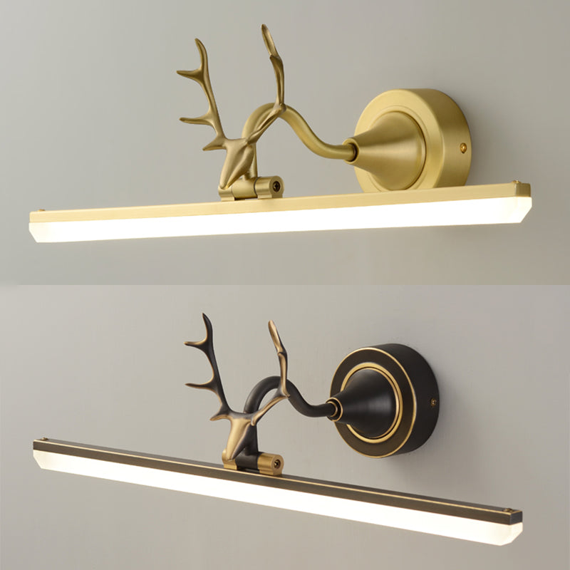 Copper LED Linear Wall Sconce in Modern Luxury Style Acrylic Wall Light with Antler Decoration