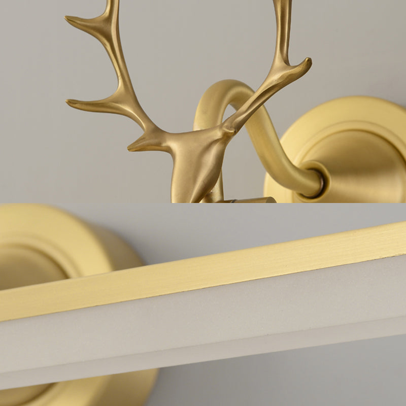 Copper LED Linear Wall Sconce in Modern Luxury Style Acrylic Wall Light with Antler Decoration