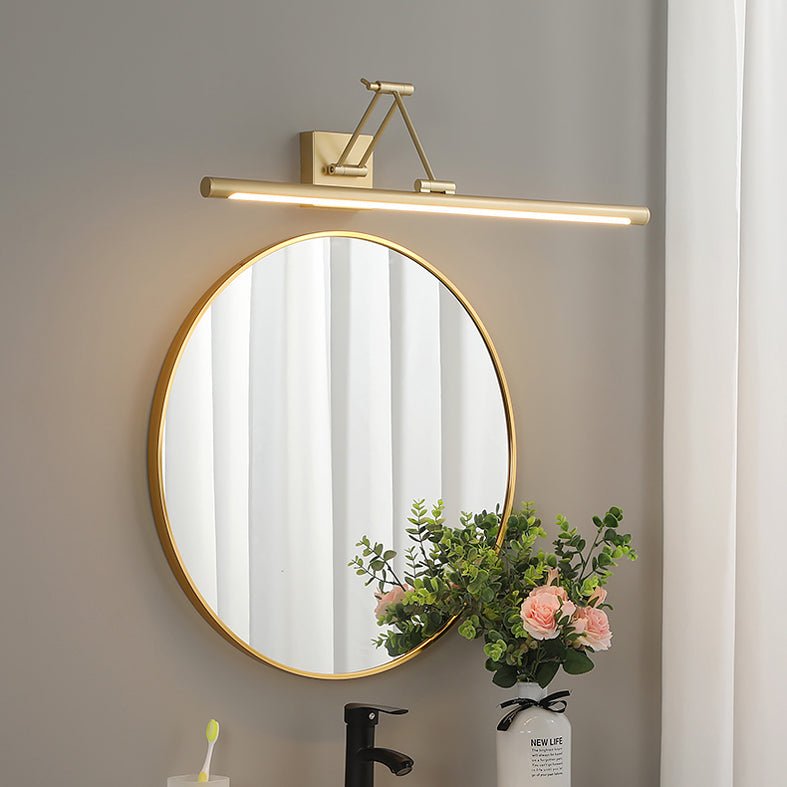 Gold LED Linear Wall Sconce in Modern Concise Style Wrought Iron Extendable Wall Light with Acrylic Shade