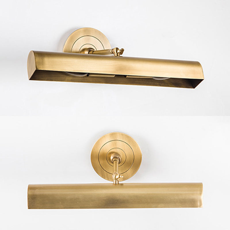 2-Lights Brass Vanity Mirror Light 16" Wide Metal Shade Rectangular Sconce Light for Bathroom