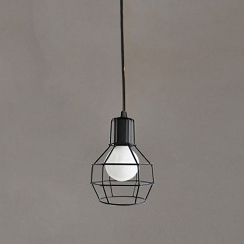 Lampada appendetta a gabbia nera a 1 illuminazione Black Cage Light Light per il corridoio