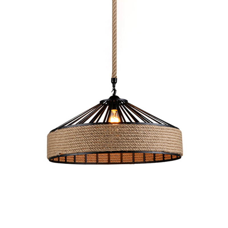 Seilschwarz 1-Licht-Anhängerlampe Zylinder Vintage Loft Deckenleuchte für Esszimmer