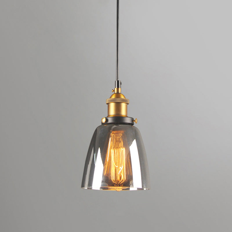 Clear Glass Industrial Loft Pendant Light 1-Light Hanging Ceiling Light for Dining Room