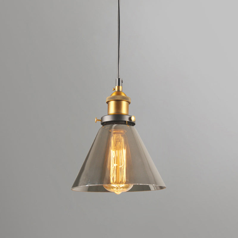 Clear Glass Industrial Loft Pendant Light 1-Light Hanging Ceiling Light for Dining Room