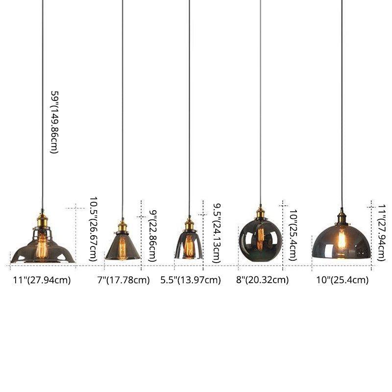 Clear Glass Industrial Loft Pendant Light 1-Light Hanging Ceiling Light for Dining Room