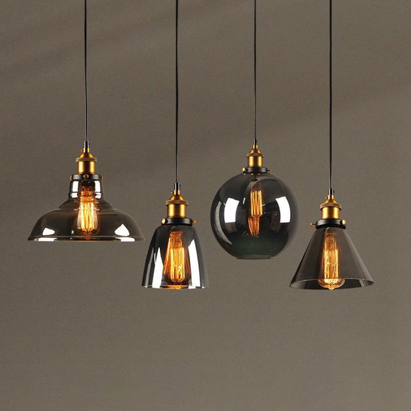 Clear Glass Industrial Loft Pendant Light 1-Light Hanging Ceiling Light for Dining Room