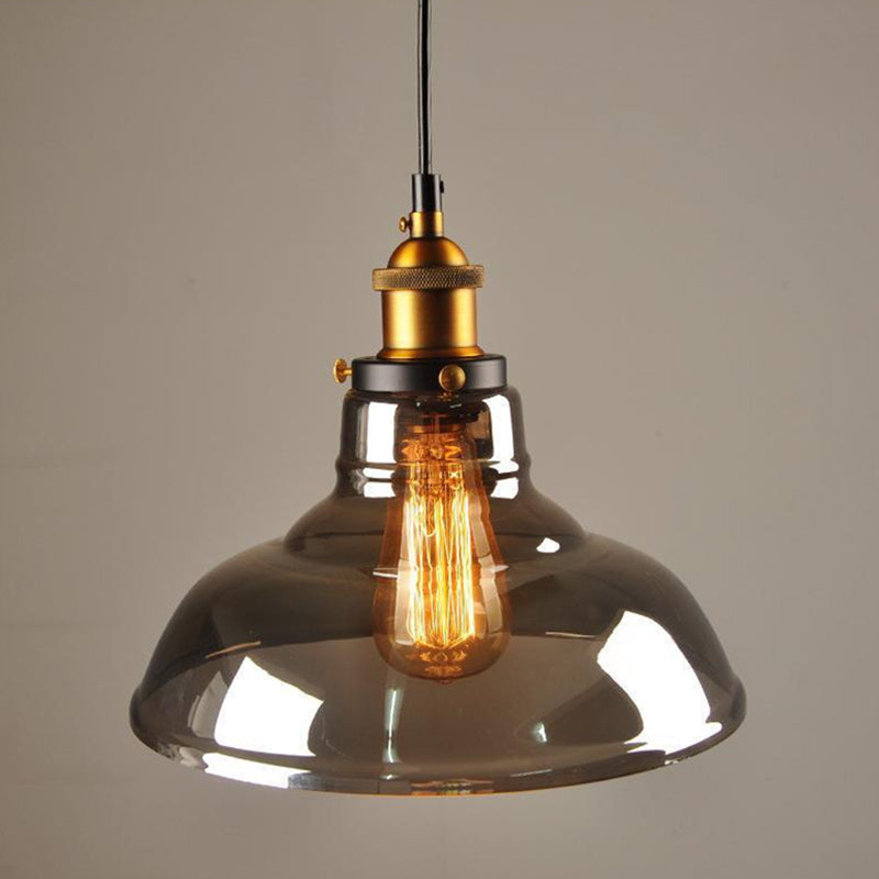 Clear Glass Industrial Loft Pendant Light 1-Light Hanging Ceiling Light for Dining Room