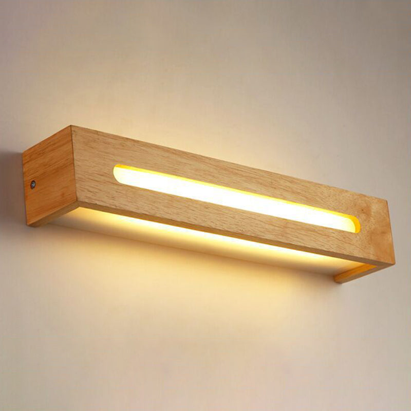 Rectangle Wood Wall Mounted Lights Contemporary Wall Mounted Light Fixture for Bathroom