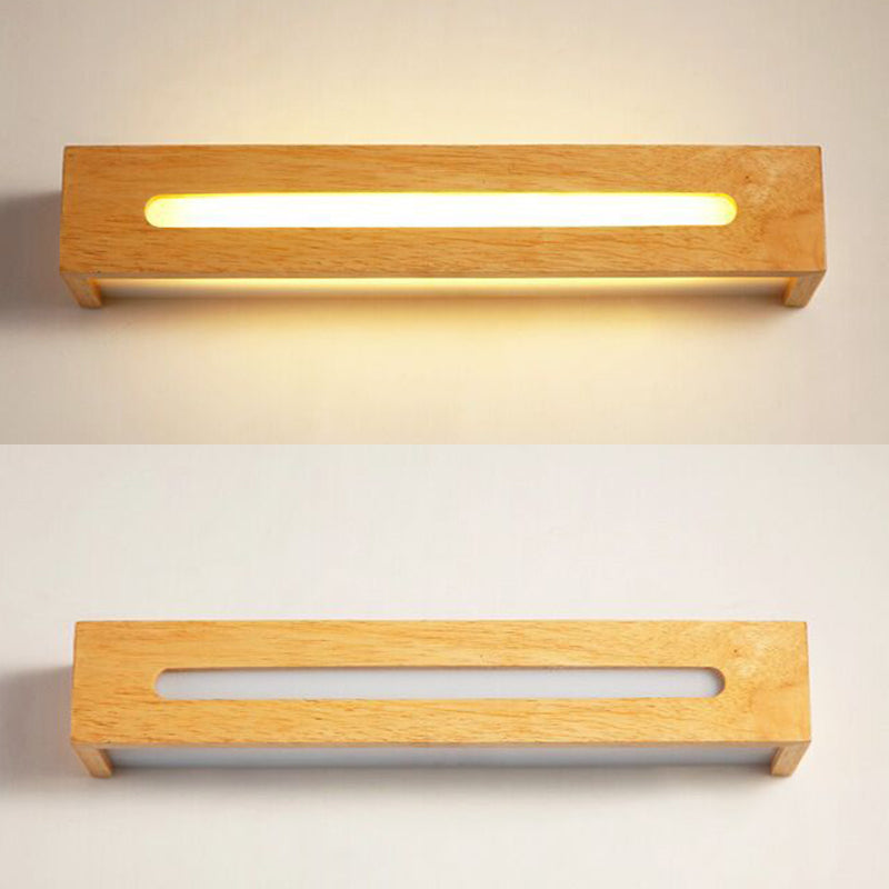 Rectangle Wood Wall Mounted Lights Contemporary Wall Mounted Light Fixture for Bathroom