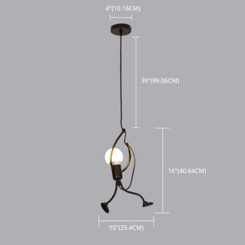 Metal Bare Bulb Pendant Ceiling Light Industrial Style Dinning Room Pendant Light Kit in Black