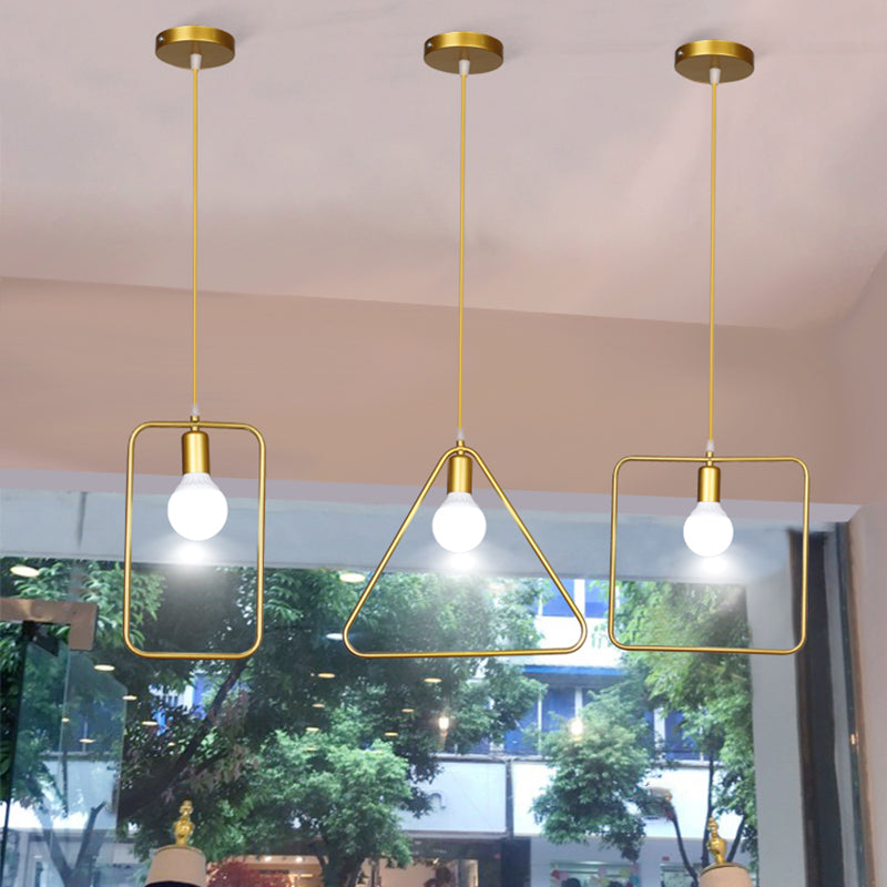 Metal Hanging Ceiling Light Geometric Minimalist Style Hanging Pendant Light for Cloth Shop