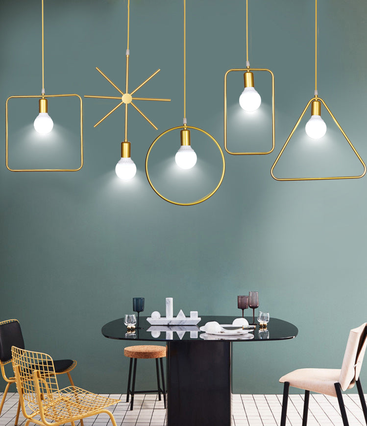 Metal Hanging Ceiling Light Geometric Minimalist Style Hanging Pendant Light for Cloth Shop