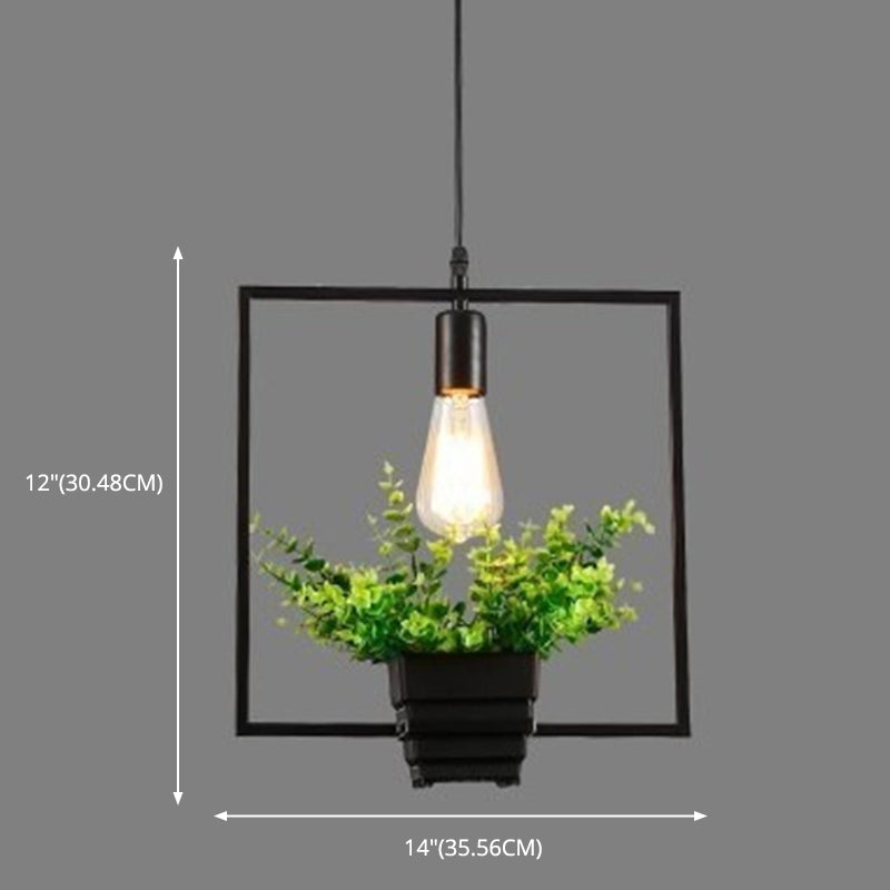 Geometric Restaurant Hanging Pendant Light Loft Style Metal Black Hanging Ceiling Light