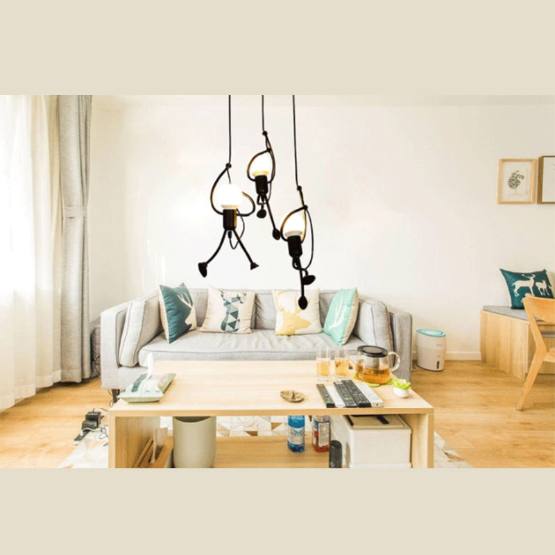 Zwart blootgestelde lamp hanger plafond licht loft stijl metalen woonkamer hangsellamp lampje