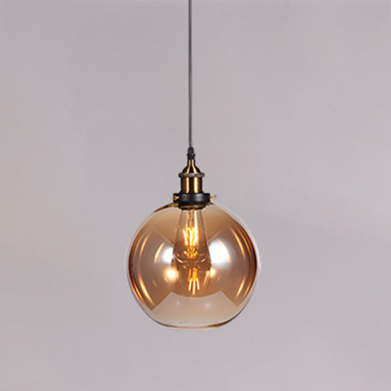 Amber Shaded Hanging Light Fixture Industrial Style Glass Restaurant Pendant Lighting Fixture