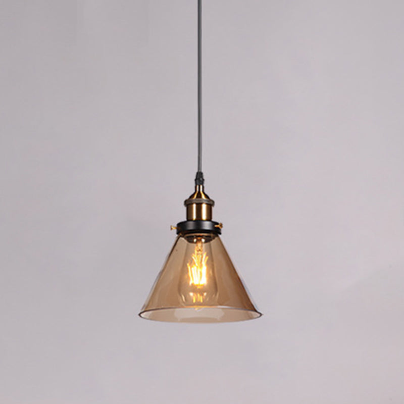 Amber Shaded Hanging Light Fixture Industrial Style Glass Restaurant Pendant Lighting Fixture