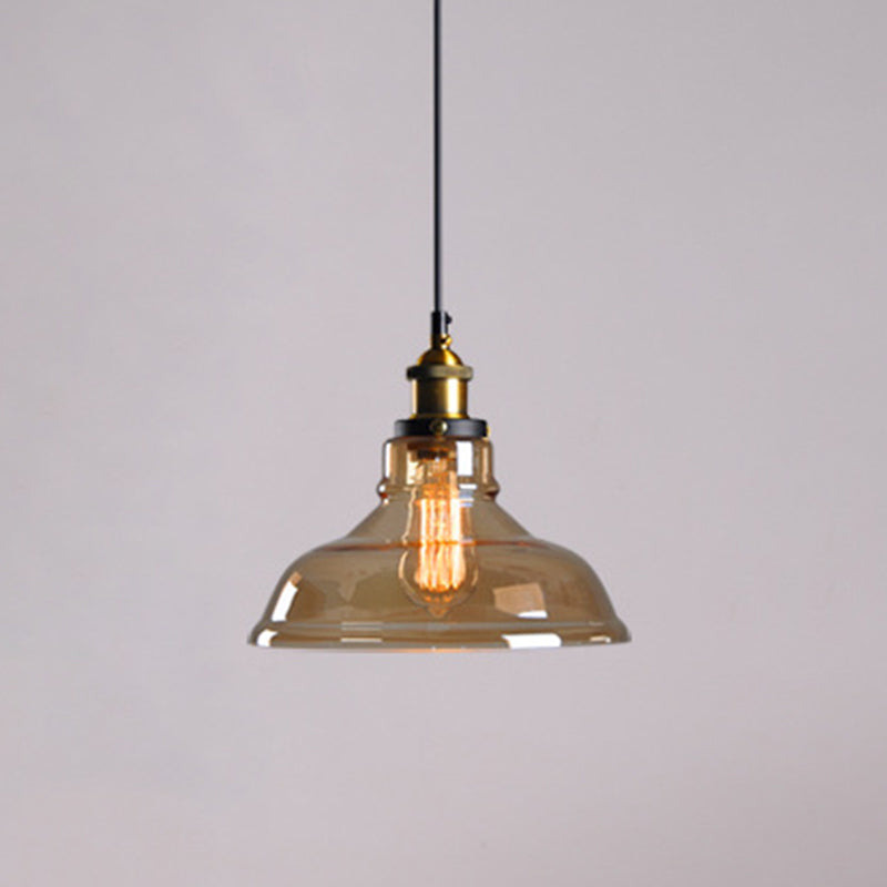 Amber Shaded Hanging Light Fixture Industrial Style Glass Restaurant Pendant Lighting Fixture